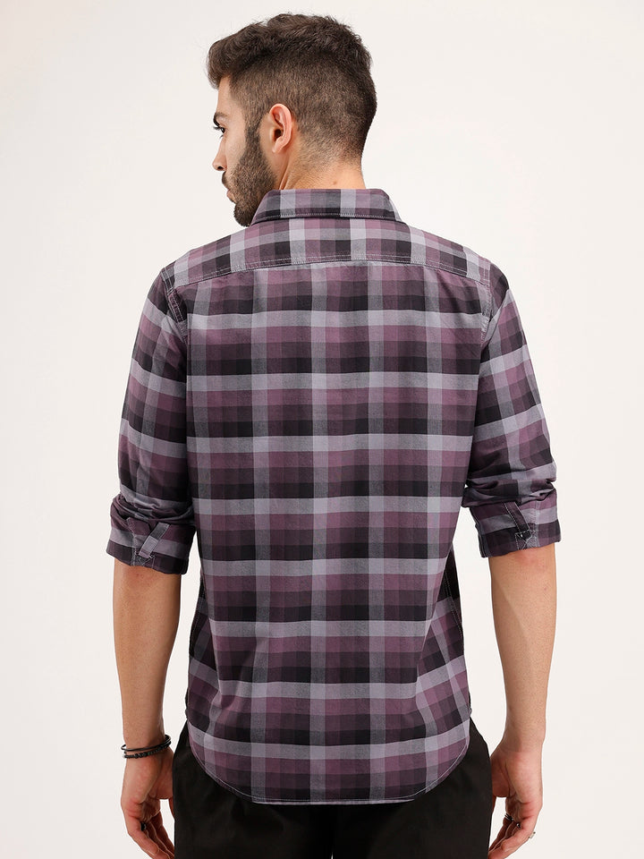 Regular Fit Checkered Shirt | Black