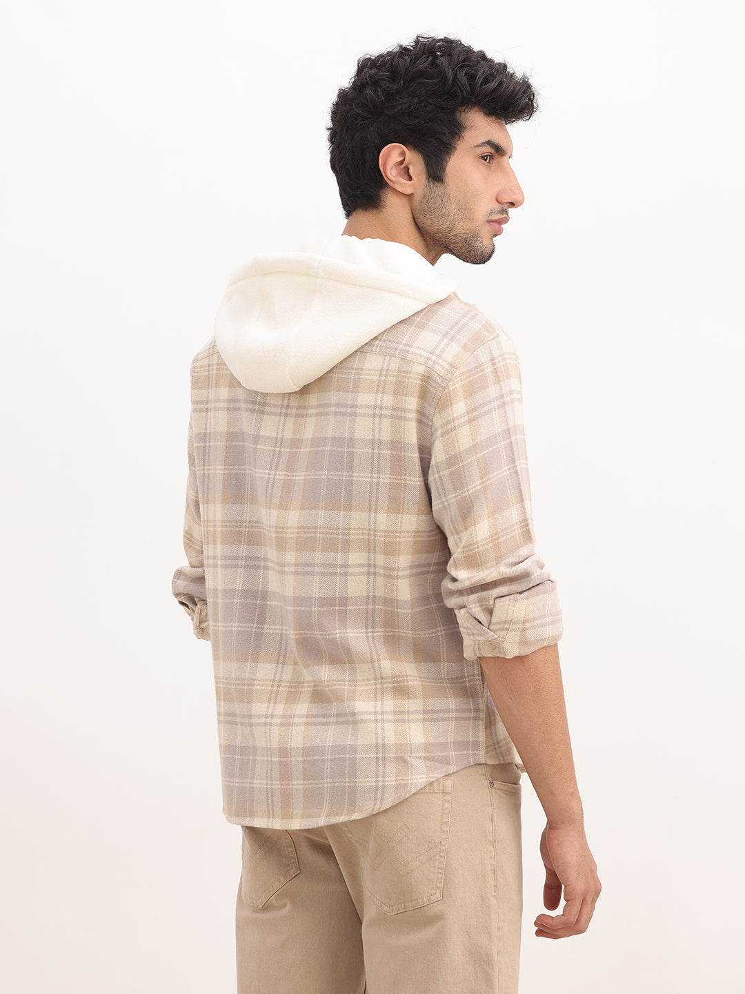 Classic Regular Fit Hooded Shacket | Beige