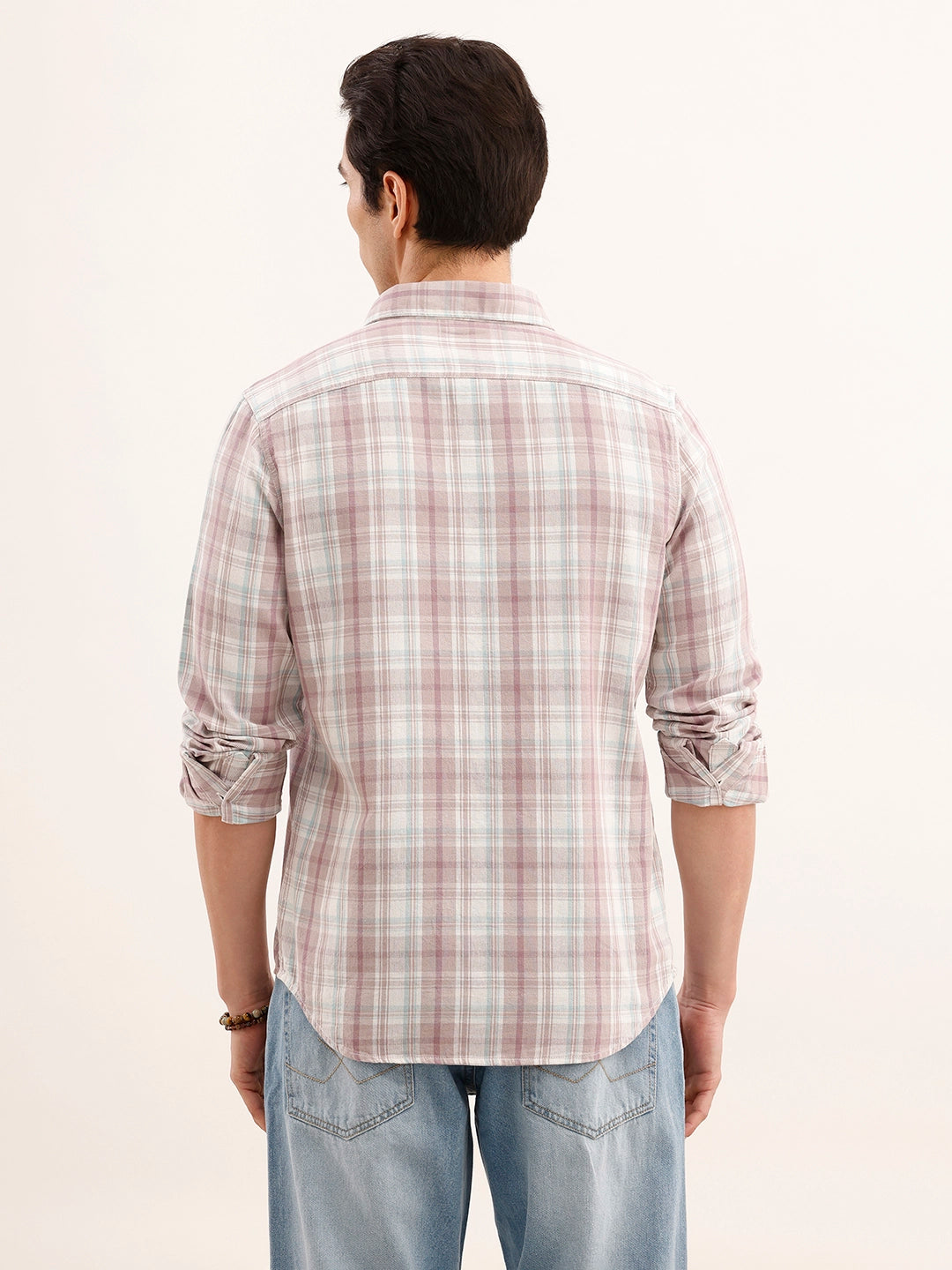 Regular Fit Checkered Shirt | Grey