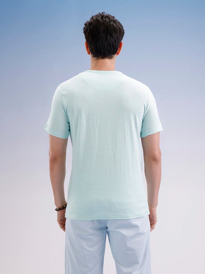 Slim Fit Textured T-Shirt  | Light Green