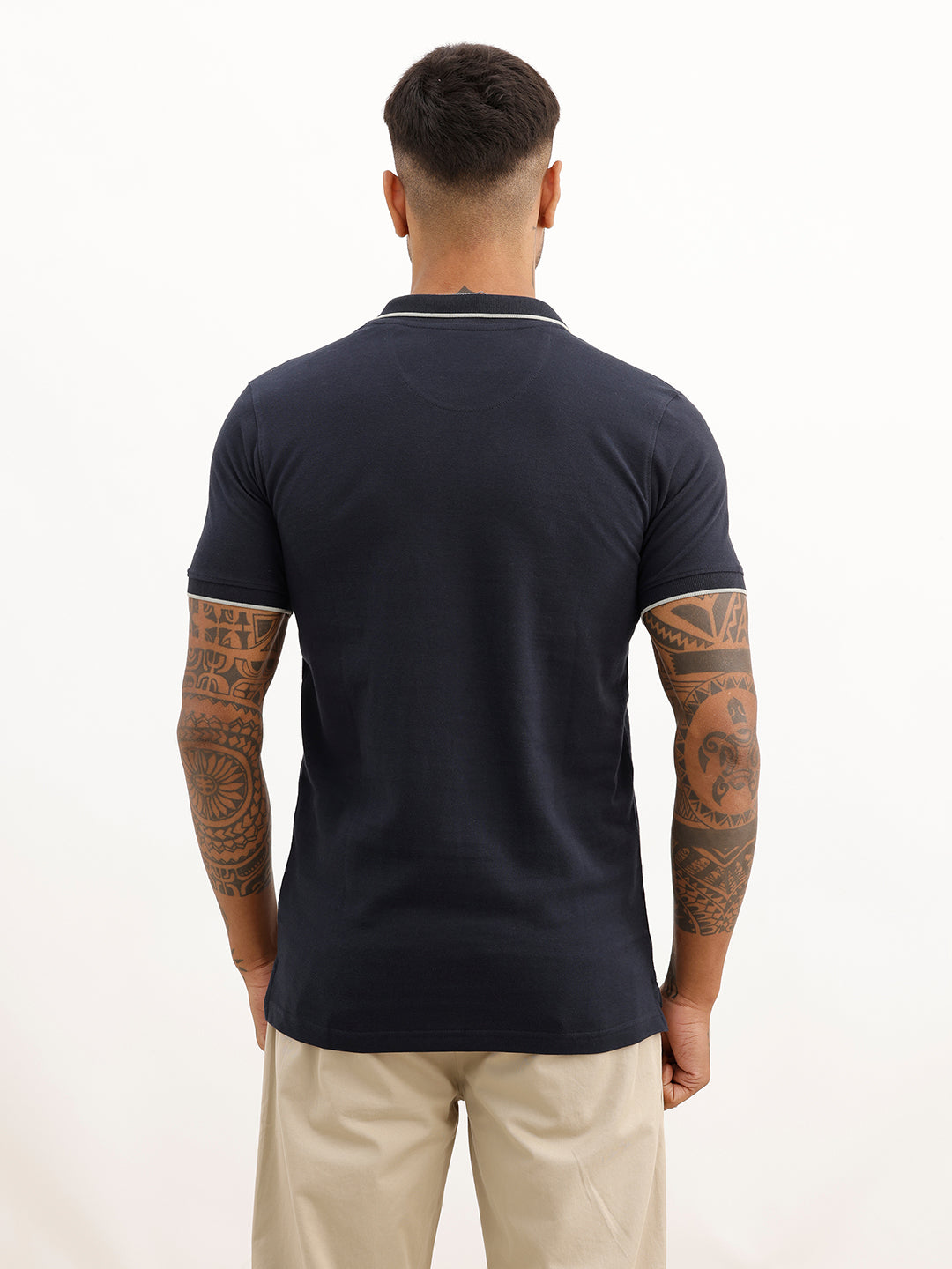 Slim Fit Tipping Collar Polo T-Shirt | Navy Blue
