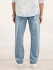 Faded Straight Fit Denim Jeans | Light Blue