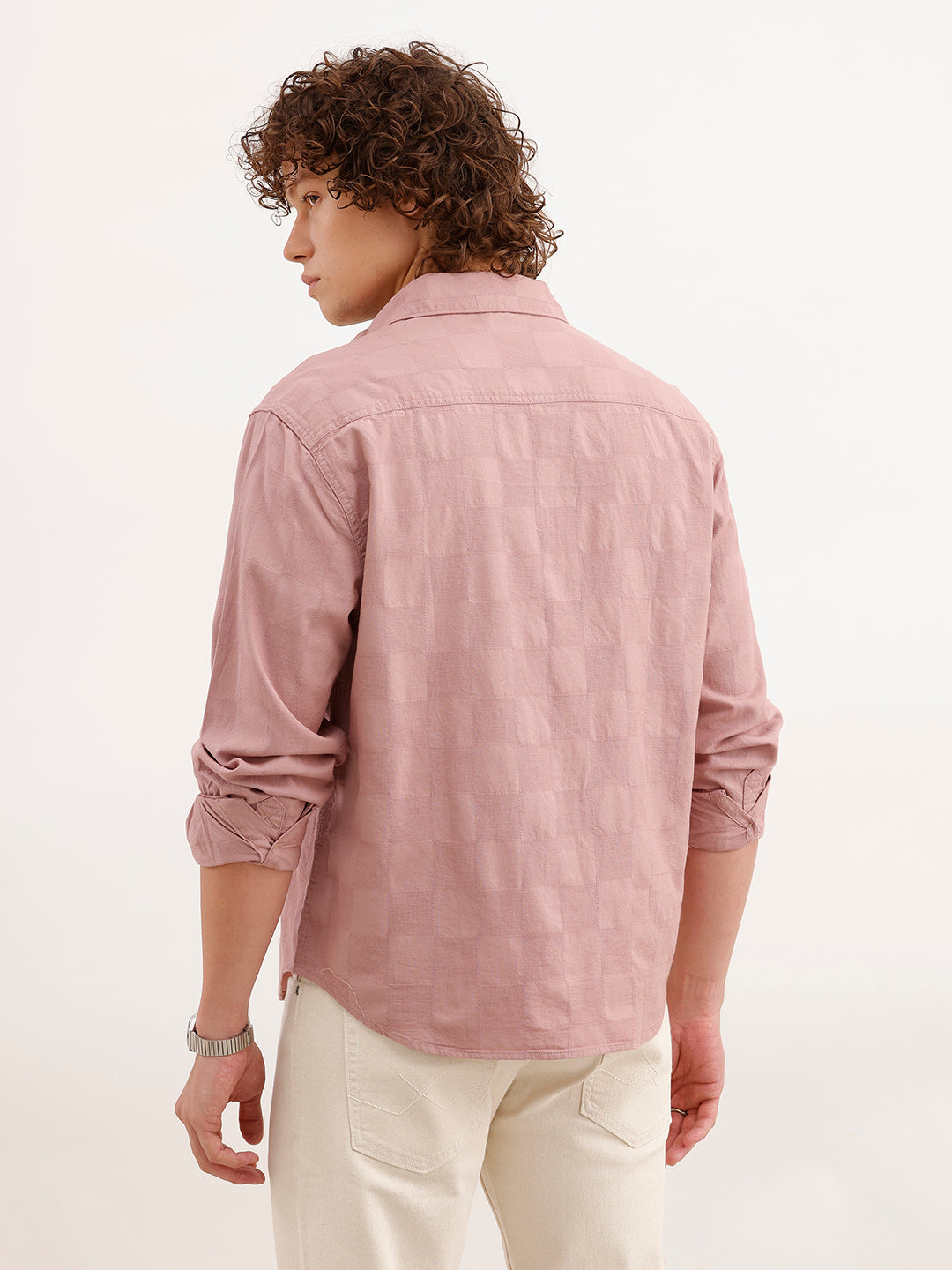 Comfort Fit Textured Shirt | Pink