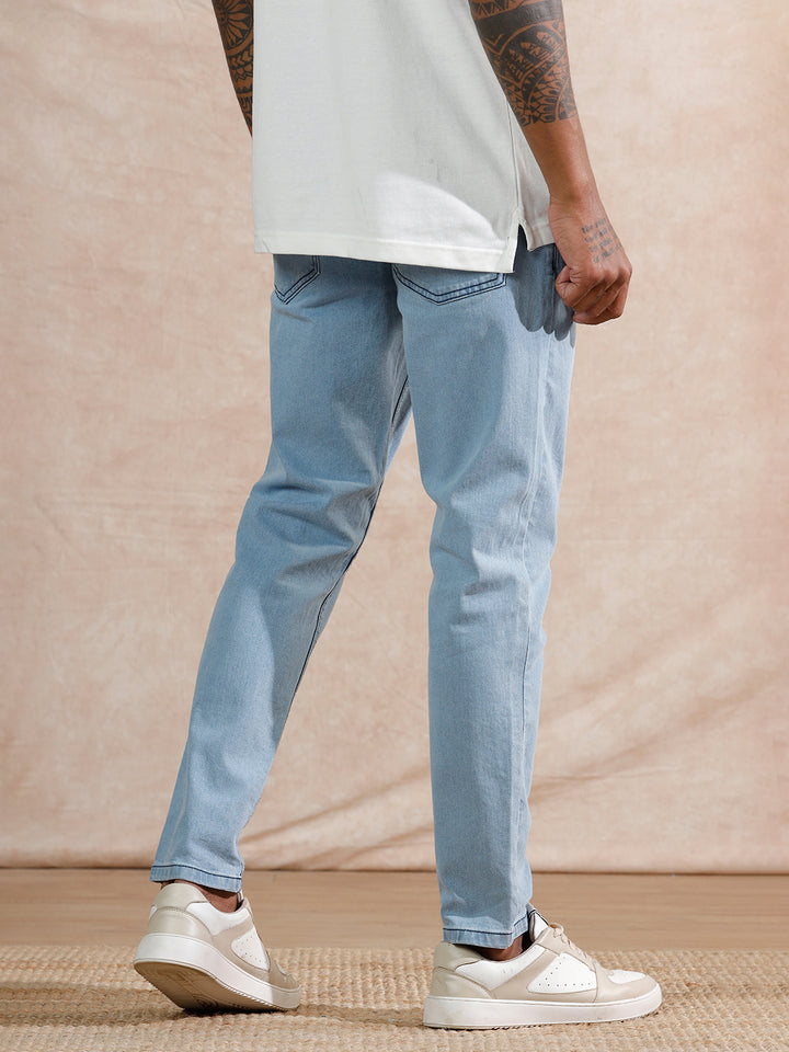 Heavy Fade Skinny Crop Jeans | Light Blue