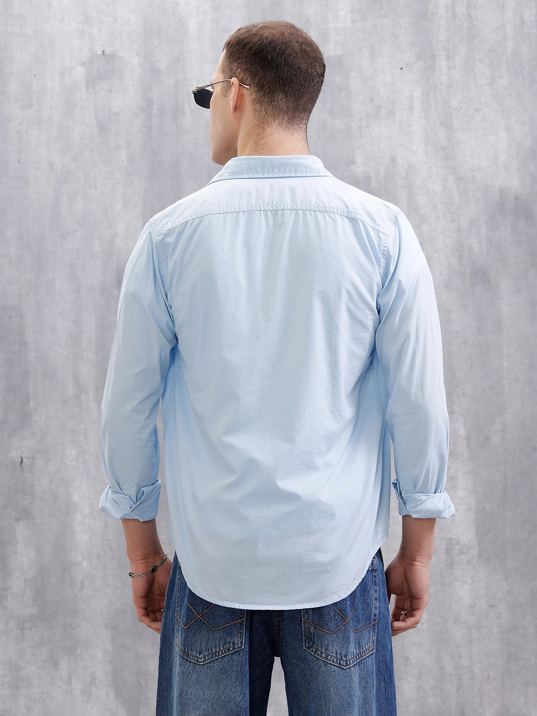 Solid Full Sleeve Regular Fit Shirt | Light Blue