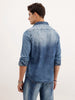 Slim Fit Faded Denim Shirt | Light Blue