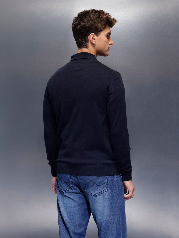 Men's Casual Slim Fit Sweater  | Navy Blue