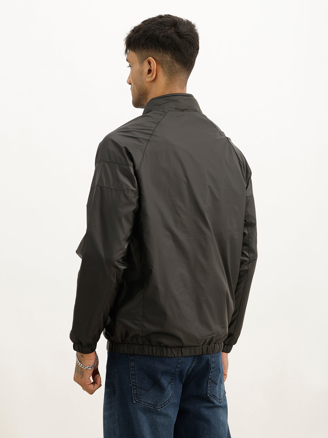 Solid Regular Fit Puffer Jacket | Grey