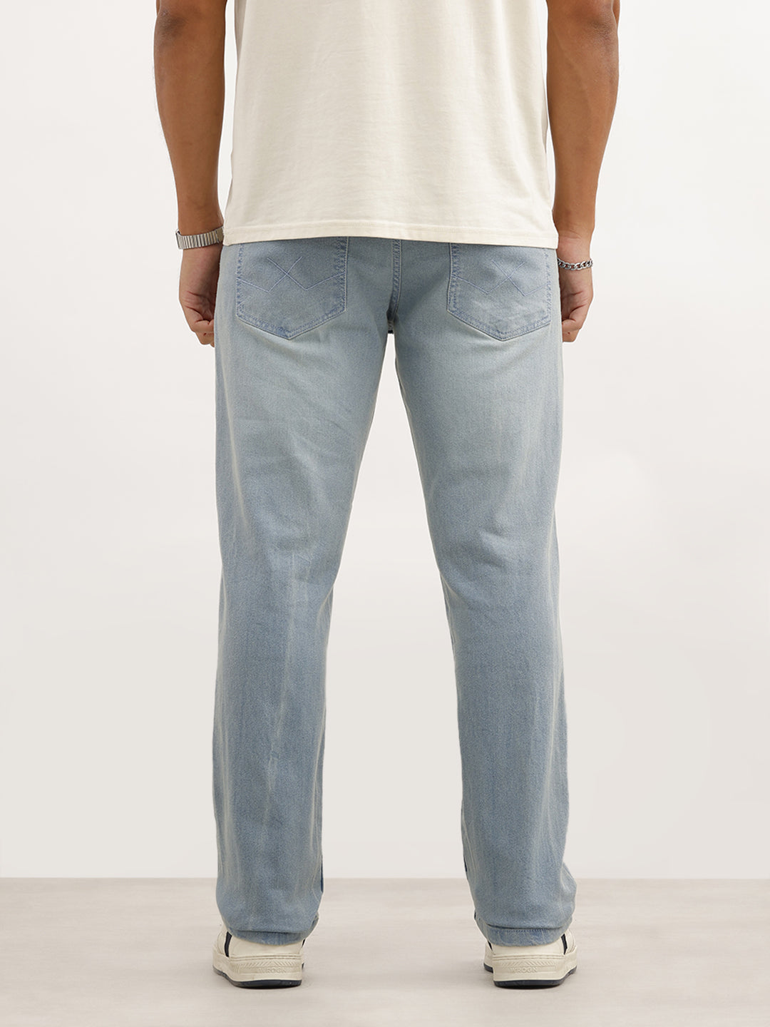 Faded Straight Fit Denim Jeans | Light Blue