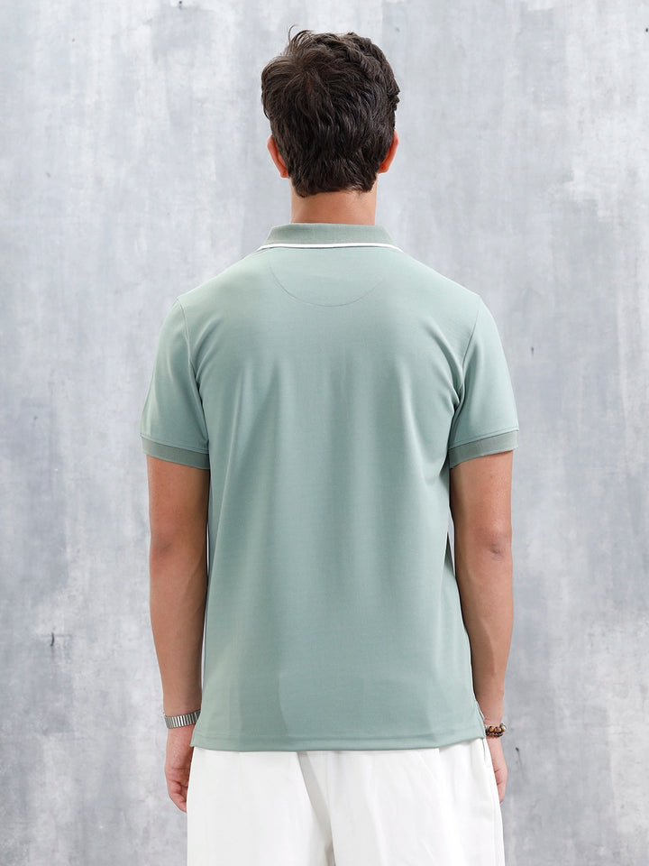 Polo T-Shirt With Contrast Trim Details | Green