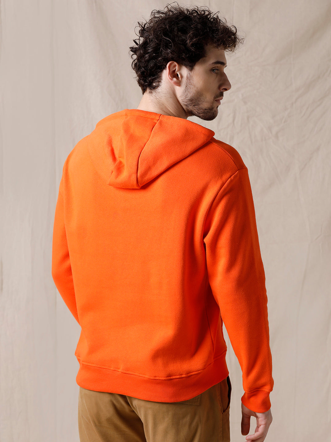 Minimalist Solid Orange Hoodie
