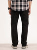Straight Fit Textured Cargo Trouser | Black