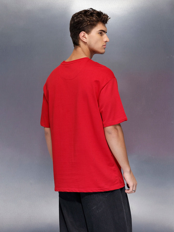 Men’s bold print oversize t-shirt | Red