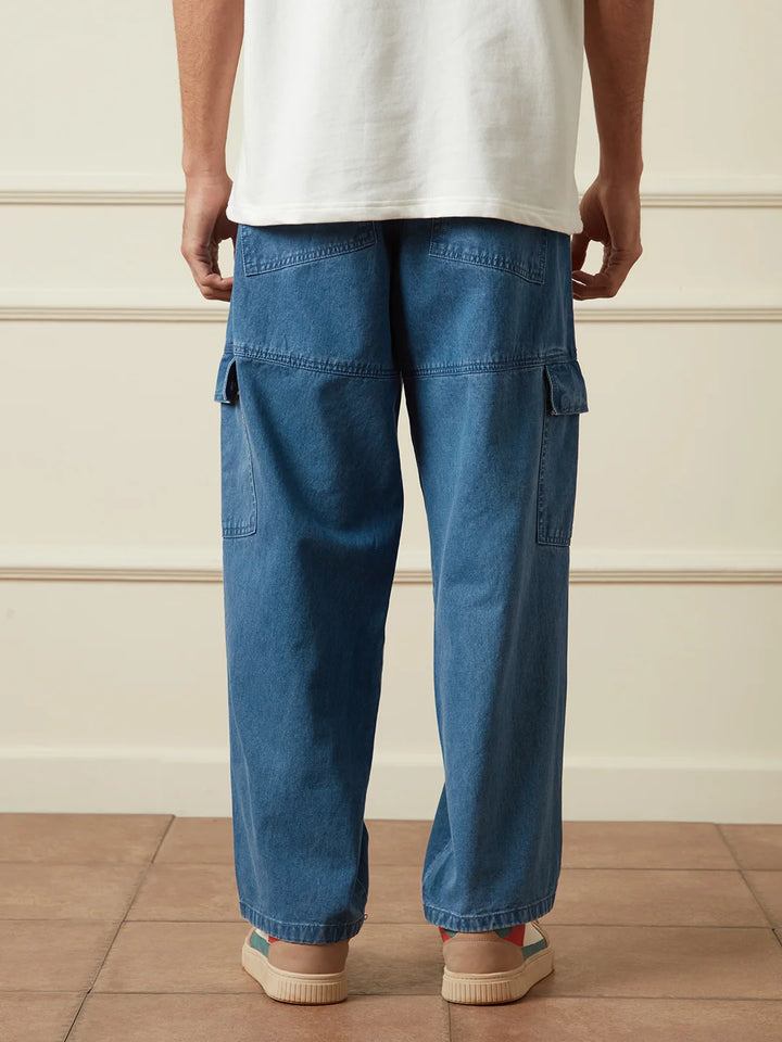 Casual Anti Fit Denim Cargo | Blue