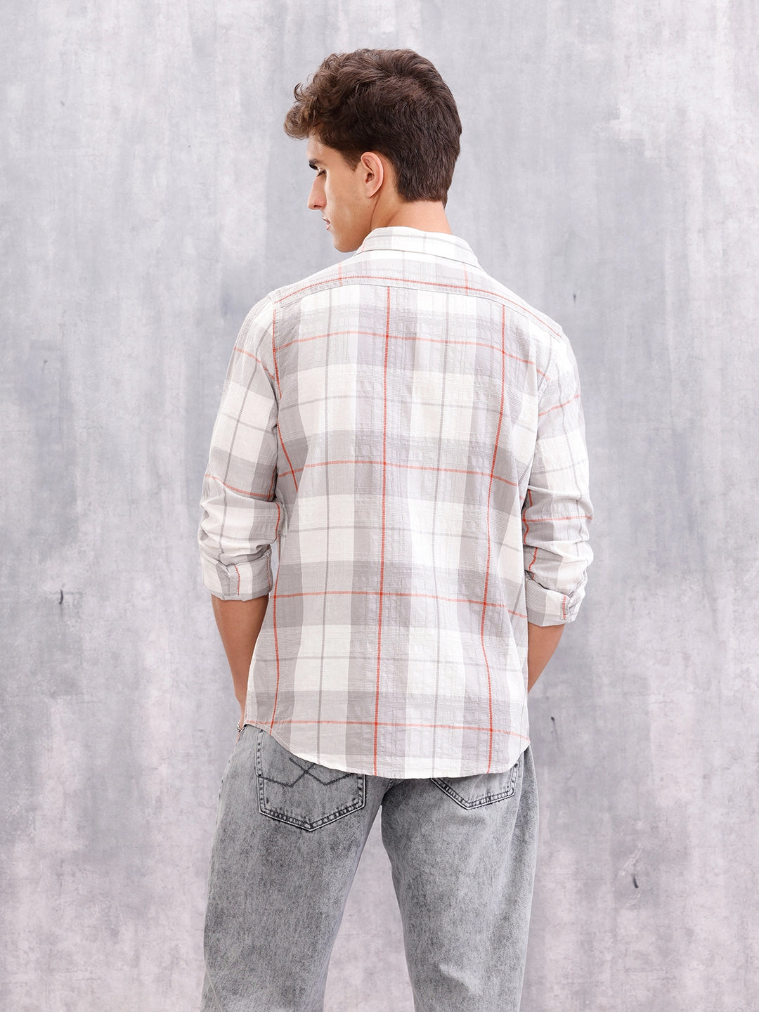 Neutral Check Pattern Casual Shirt – A Refined Everyday Essential | Grey