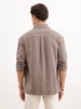 Oversized Fit Striped Double Pocket Shirt  | Brown