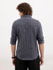 Slim Fit Textured Striped Shirt | Dark Grey
