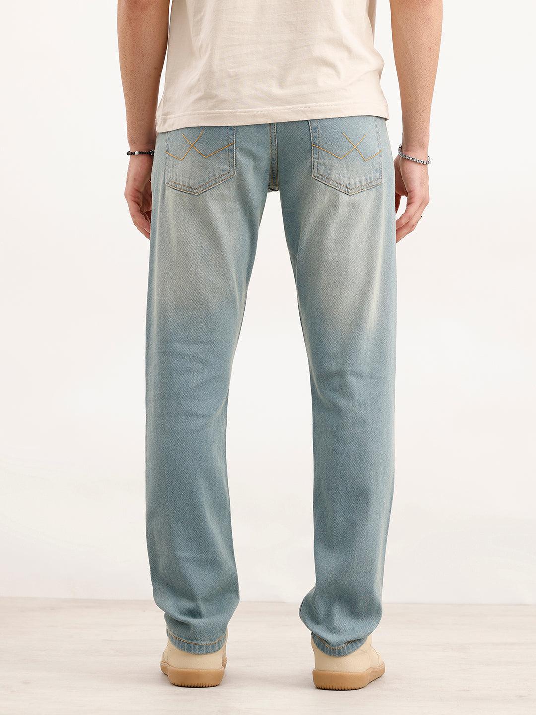 Faded Slim Fit Distressed Denim Jeans | Light Blue
