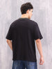 Contrast Flat Lock Detail Oversized Fit T-shirt | Black