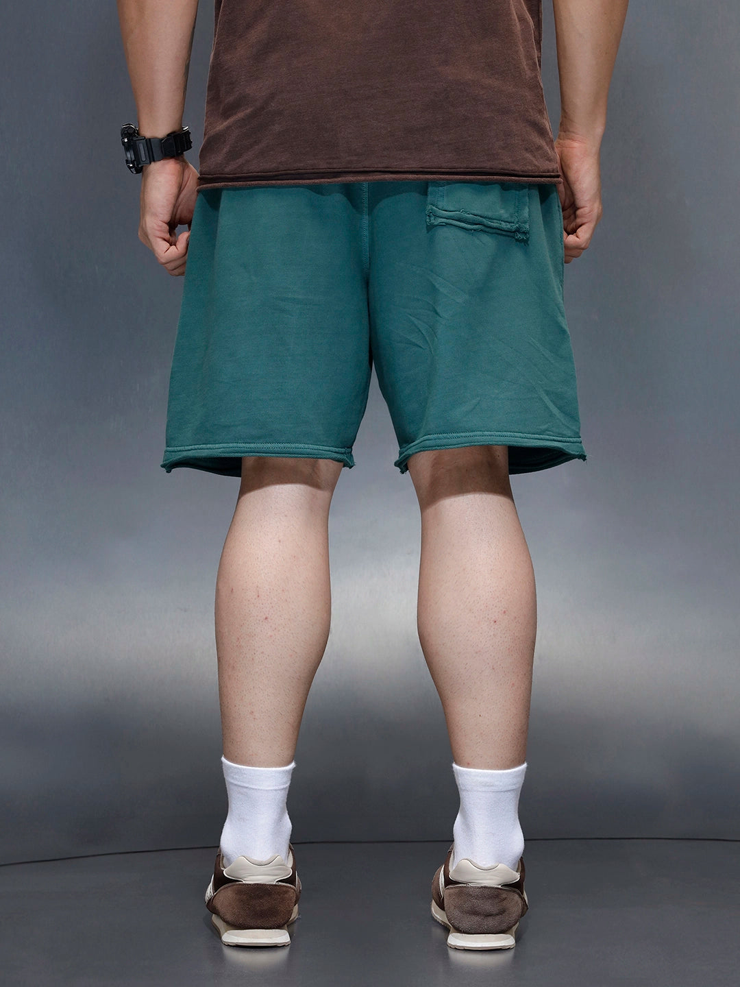 Washed Men's Casual Oversized Fit Shorts | Dark Green