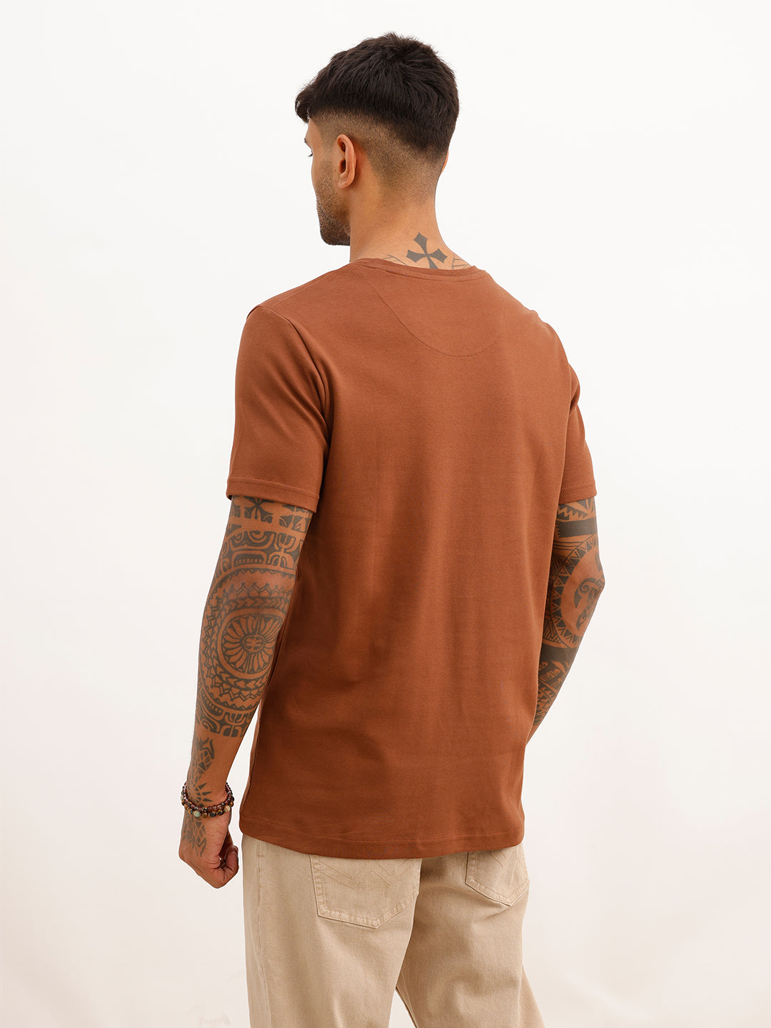 Slim Fit HD Printed T-Shirt | Brown