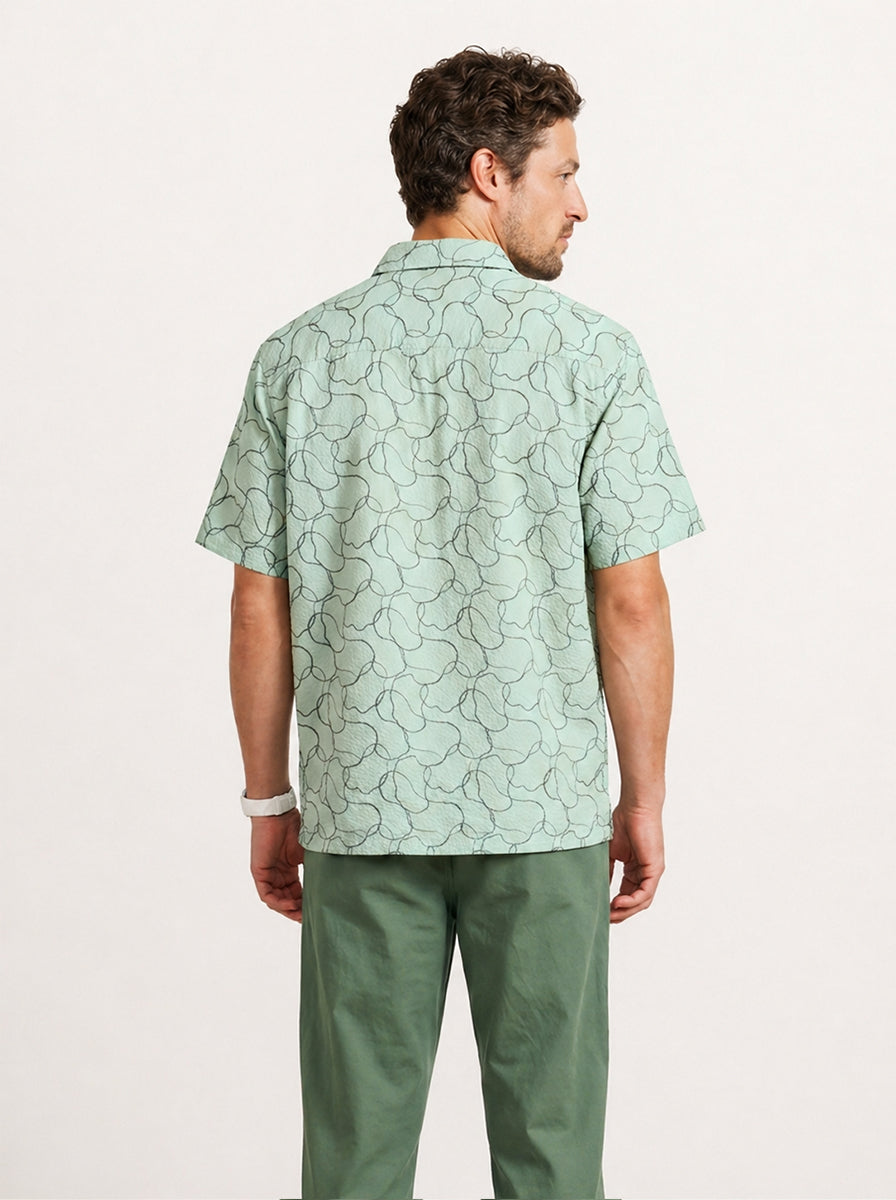 Textured Comfort Fit AOP Shirt | Light Green