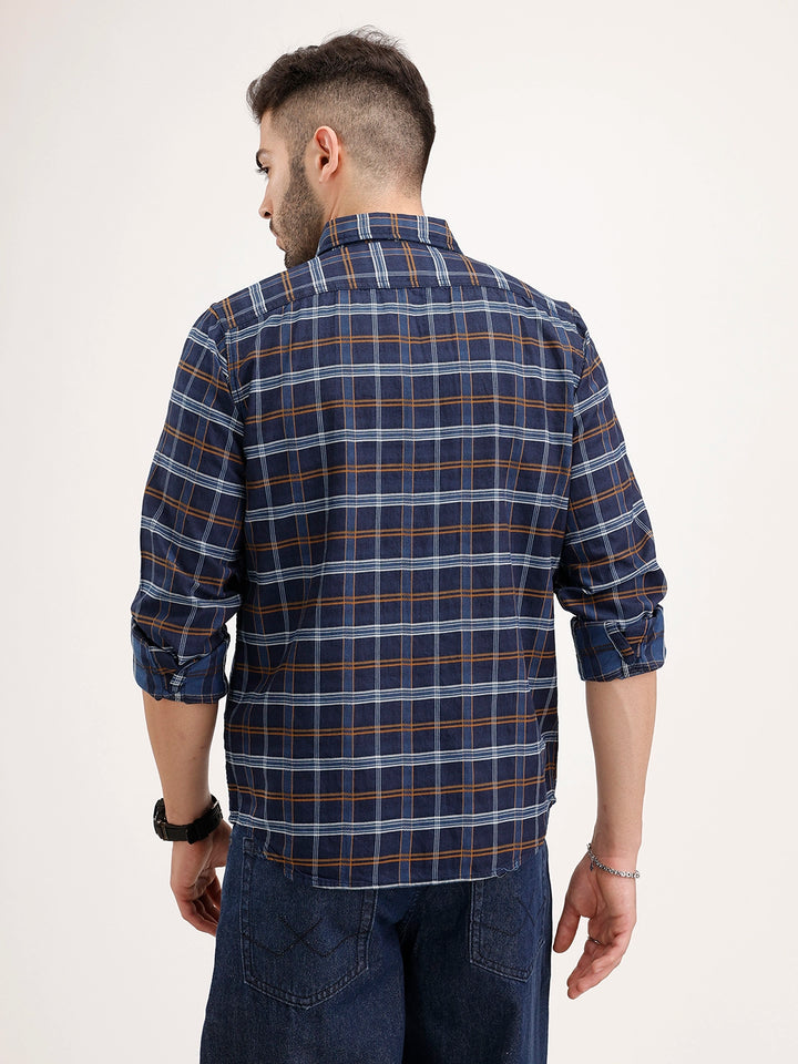 Slim Fit Checkered Shirt | Blue