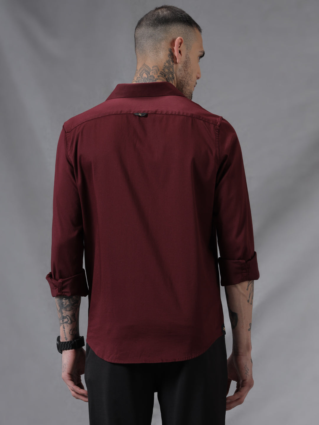 Satin Solid Maroon Shirt