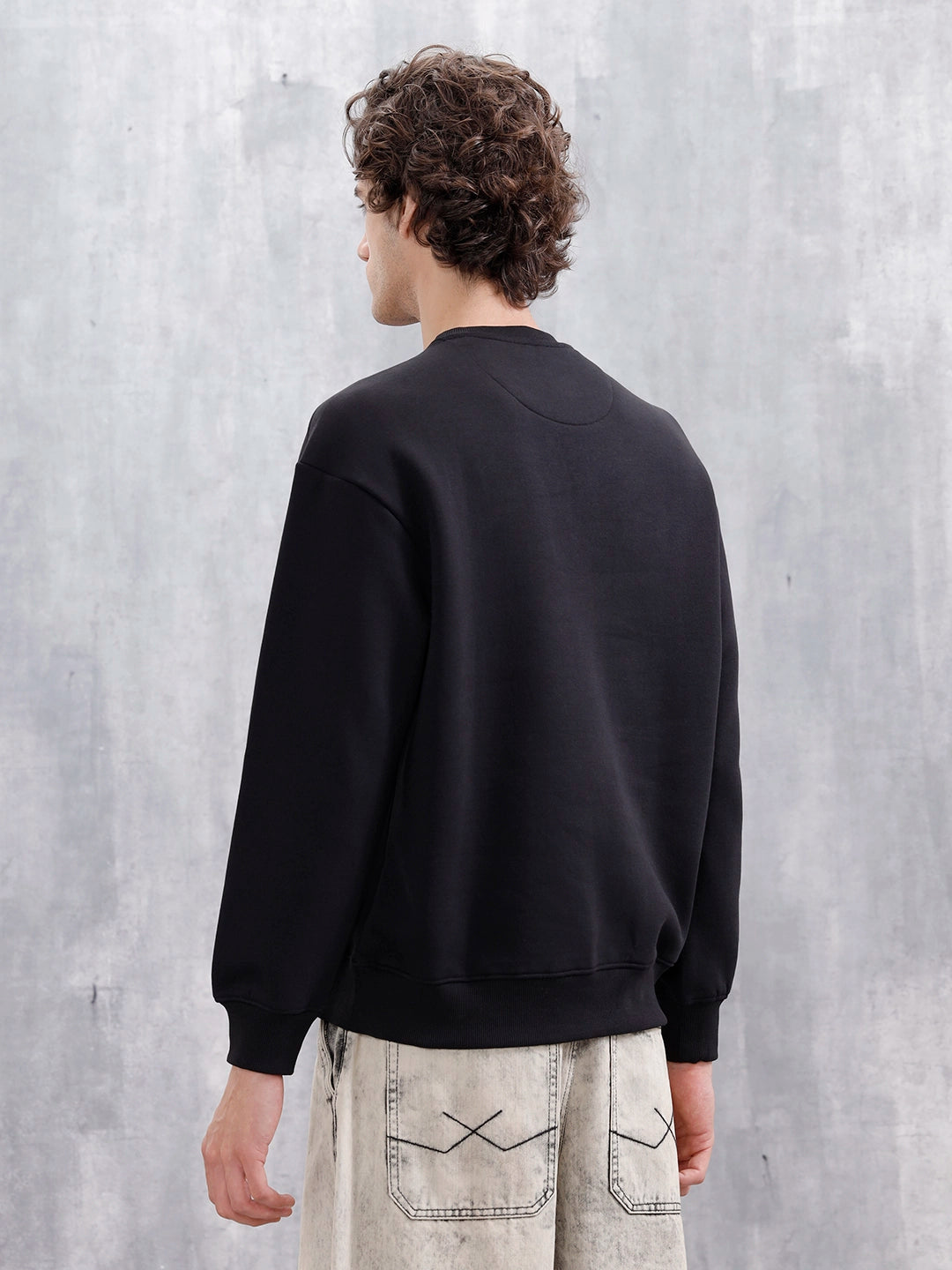 Graphic Printed Casual Sweatshirt For Men | Black