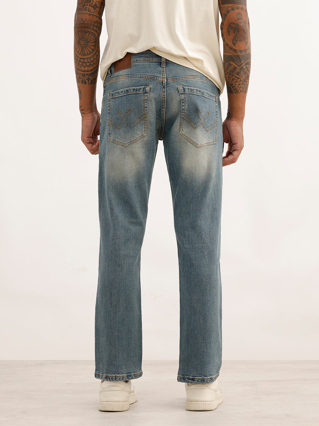 Faded Anti Fit Distressed Denim Jeans | Light Blue