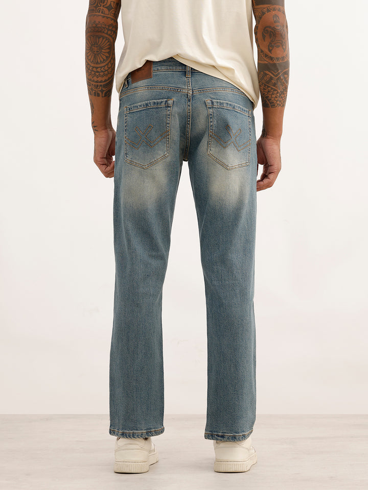 Faded Anti Fit Distressed Denim Jeans | Light Blue