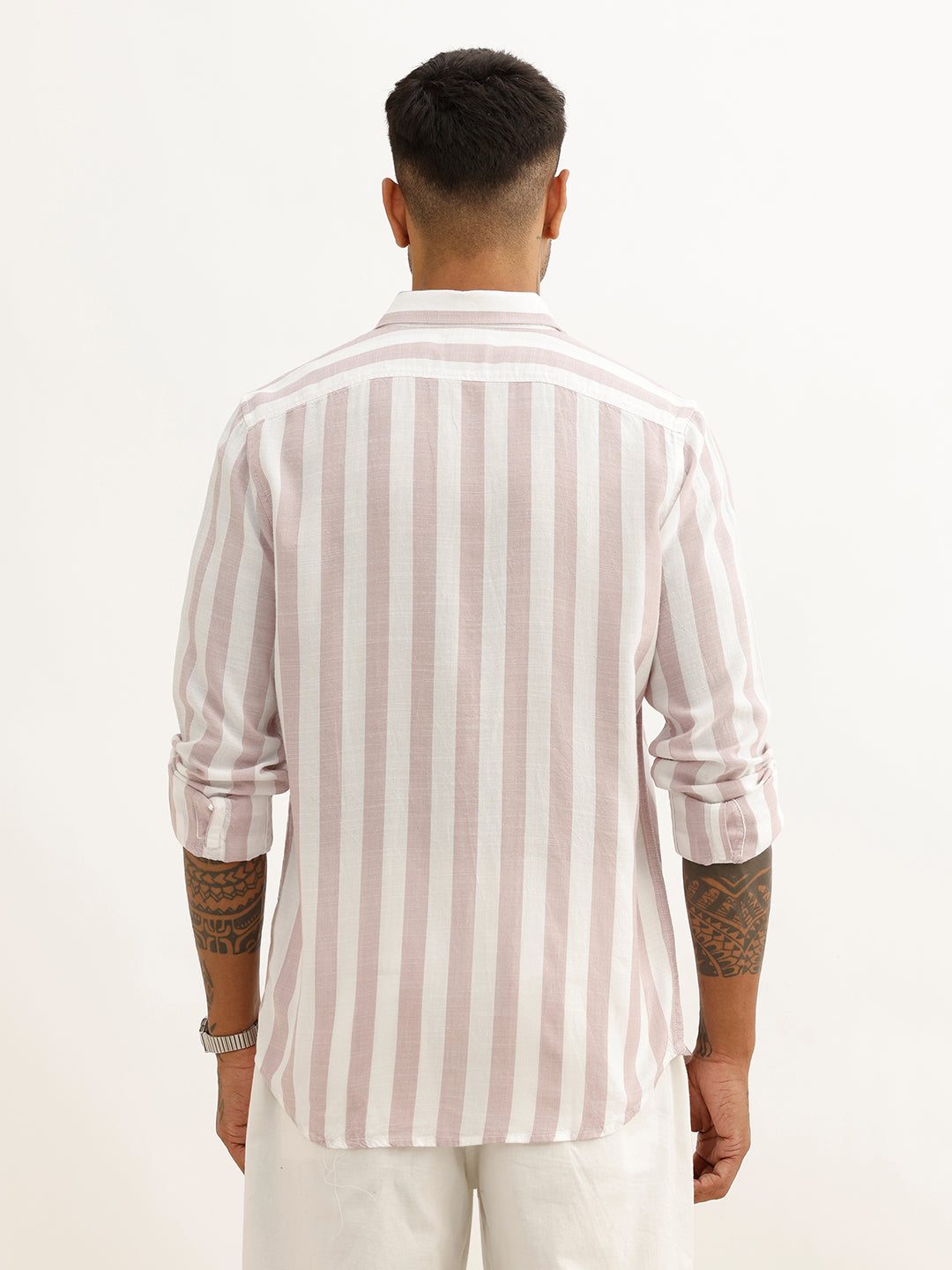 Classic Slim Fit Striped Shirt | Pink