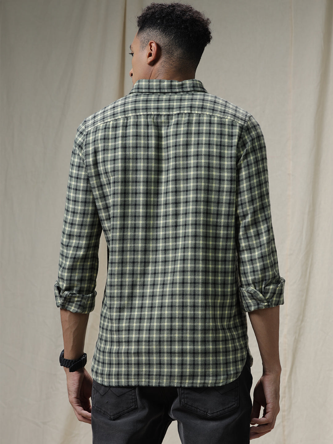 Checked Grids Green Shirt