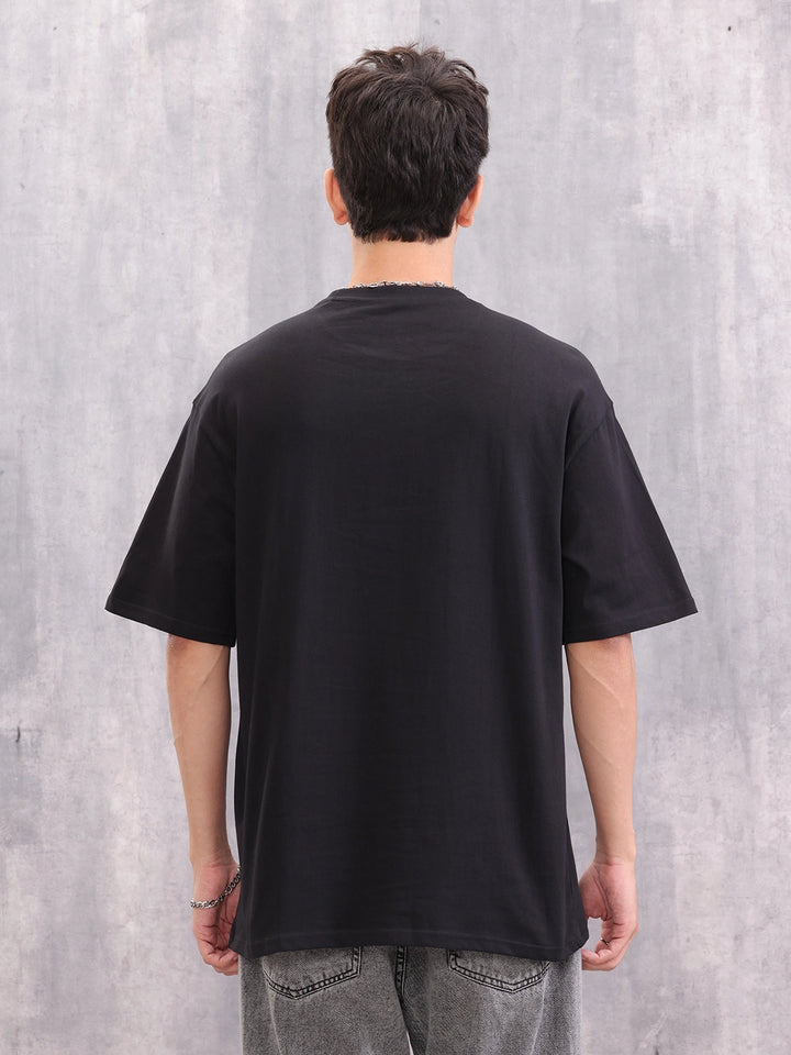 Retro Graphic Printed Oversized Fit Tshirt | Black