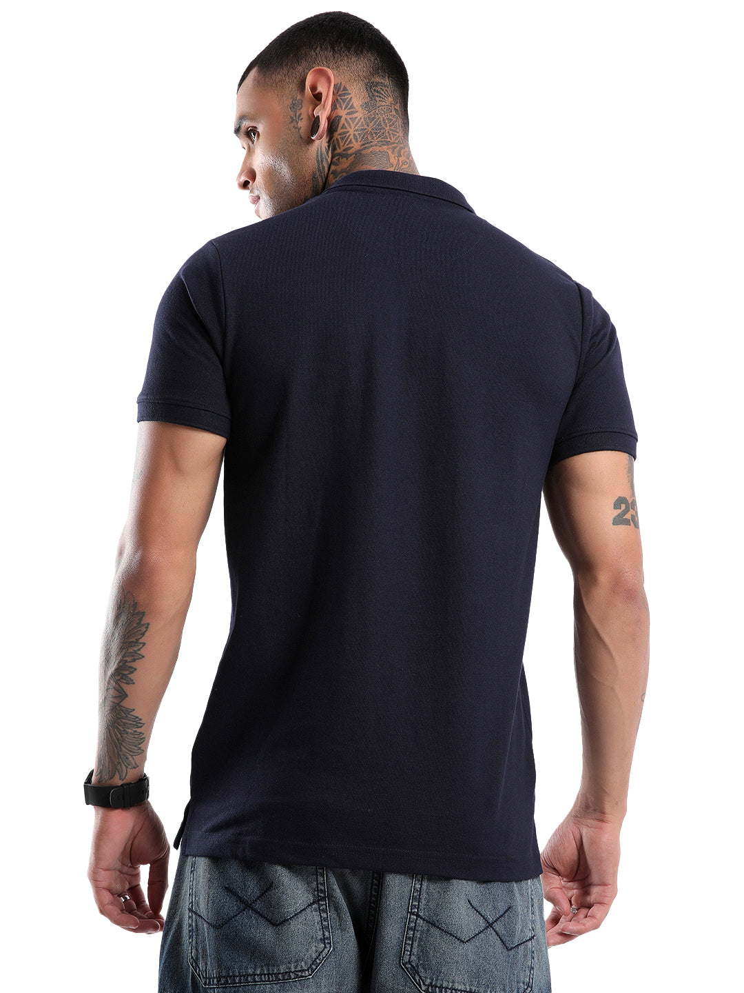 Wrogn Melt Navy Polo T-Shirt