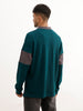 Oversized Cut & Sew Full Sleeve Polo T-Shirt | Green