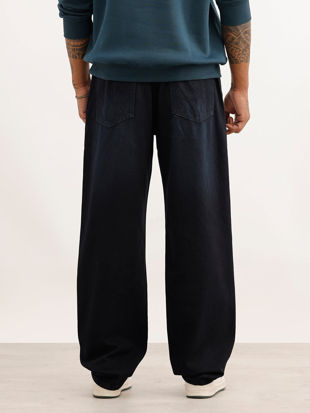 Solid Loose Fit Denim Jeans | Dark Blue