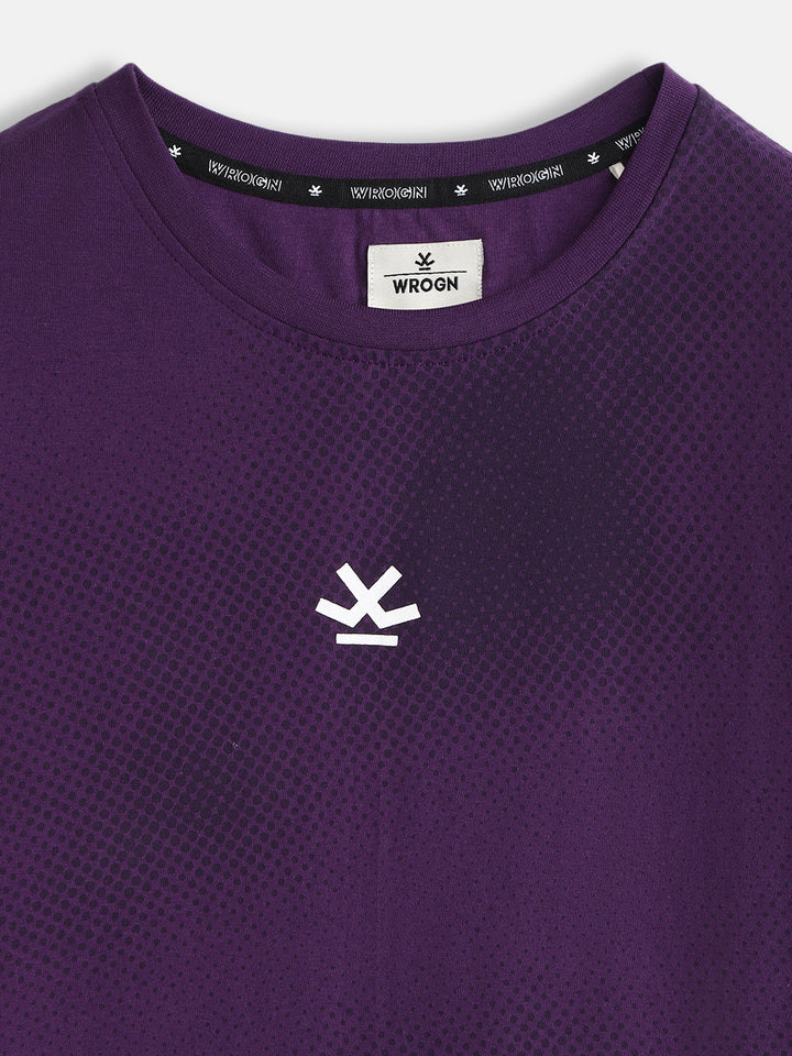 Panel Printed Slim Fit T-Shirt | Purple