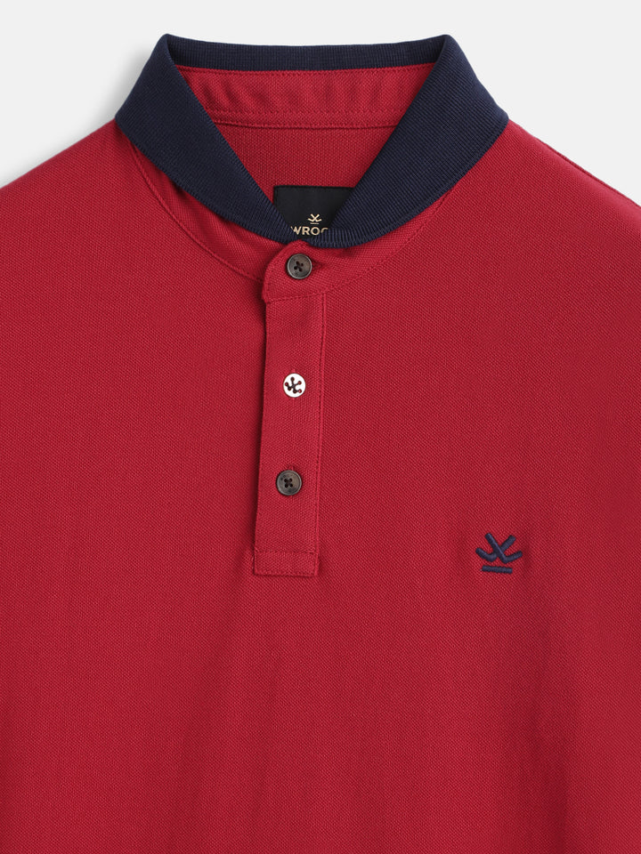 Solid Slim Fit Polo T-Shirt | Red