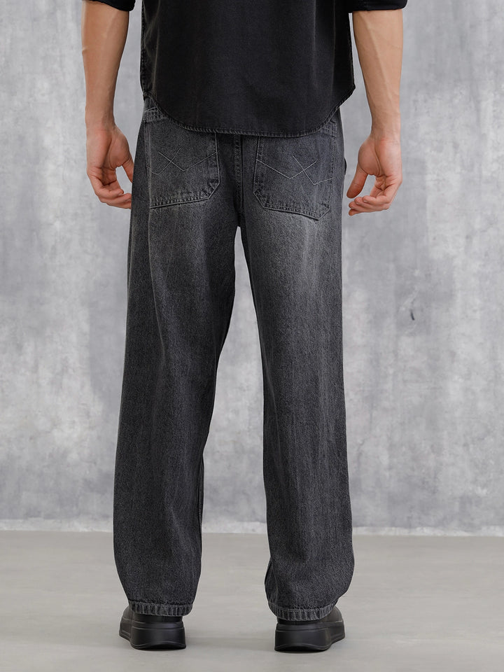 Distressed Carpenter Loose Fit Jeans | Charcoal