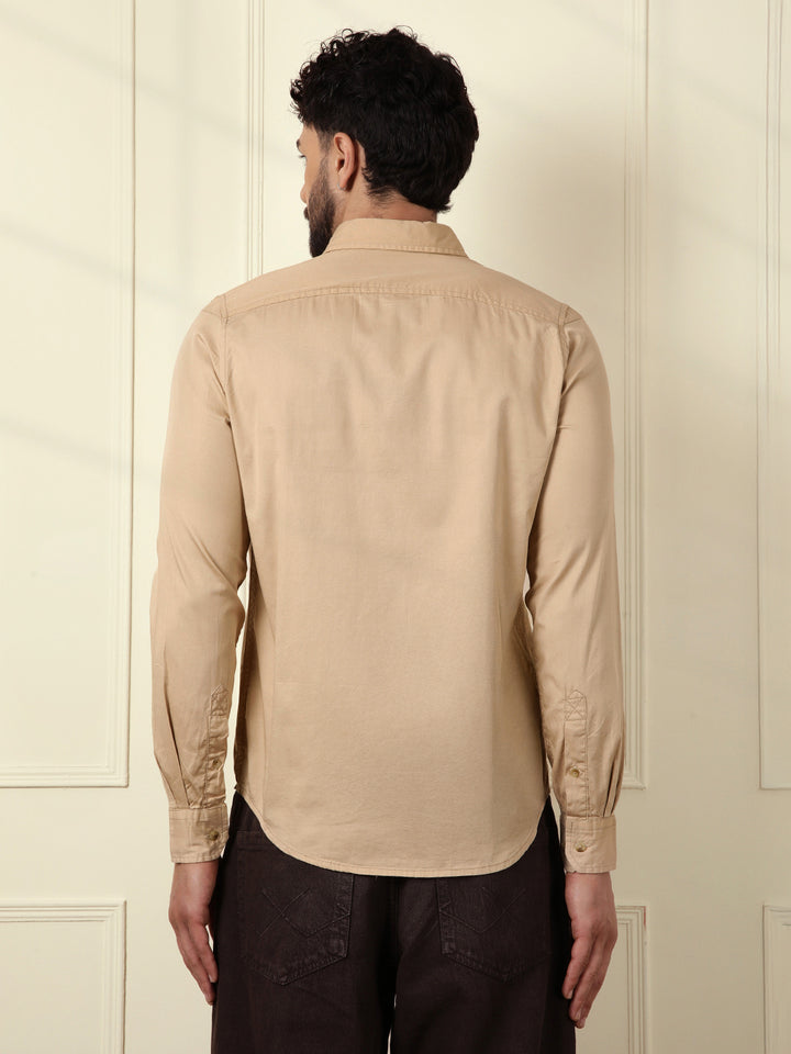 Cut & Sew Slim Fit Shirt | Khaki