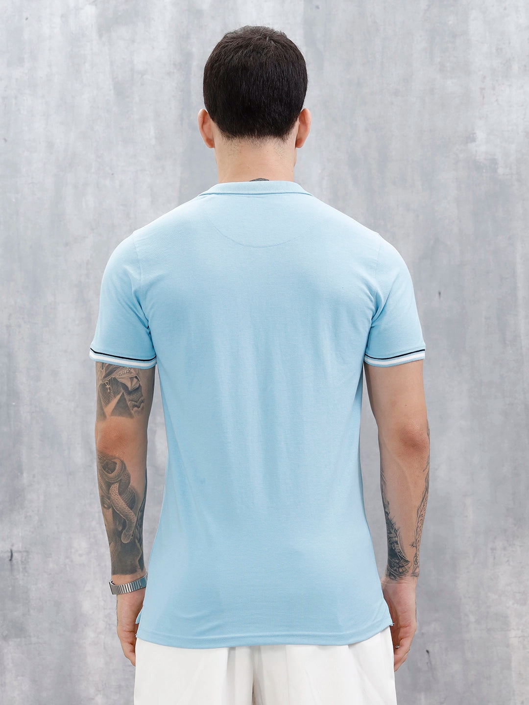 Wrogn Men's Refined Polo T-Shirt | Light Blue