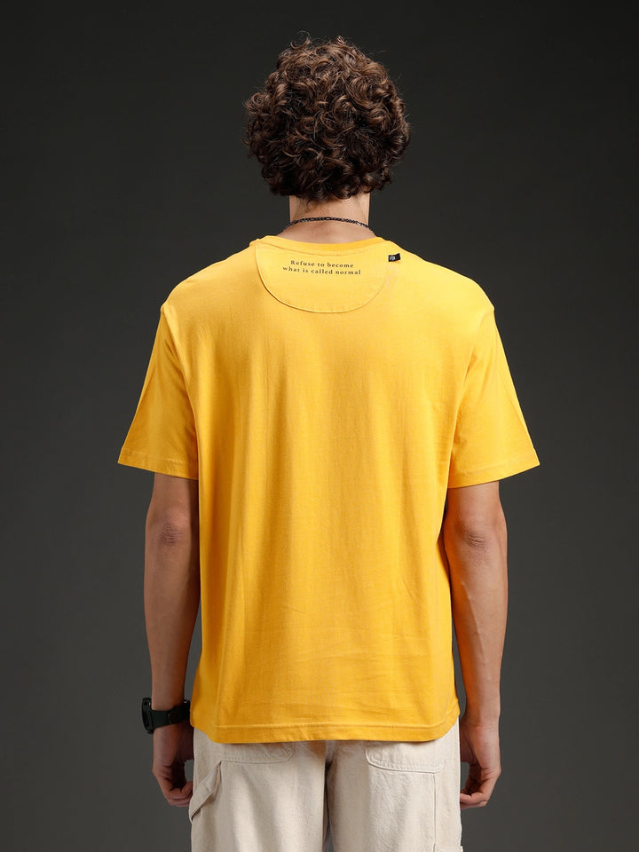 Wrogn Men's Solid Casual Oversized Tee | Orange