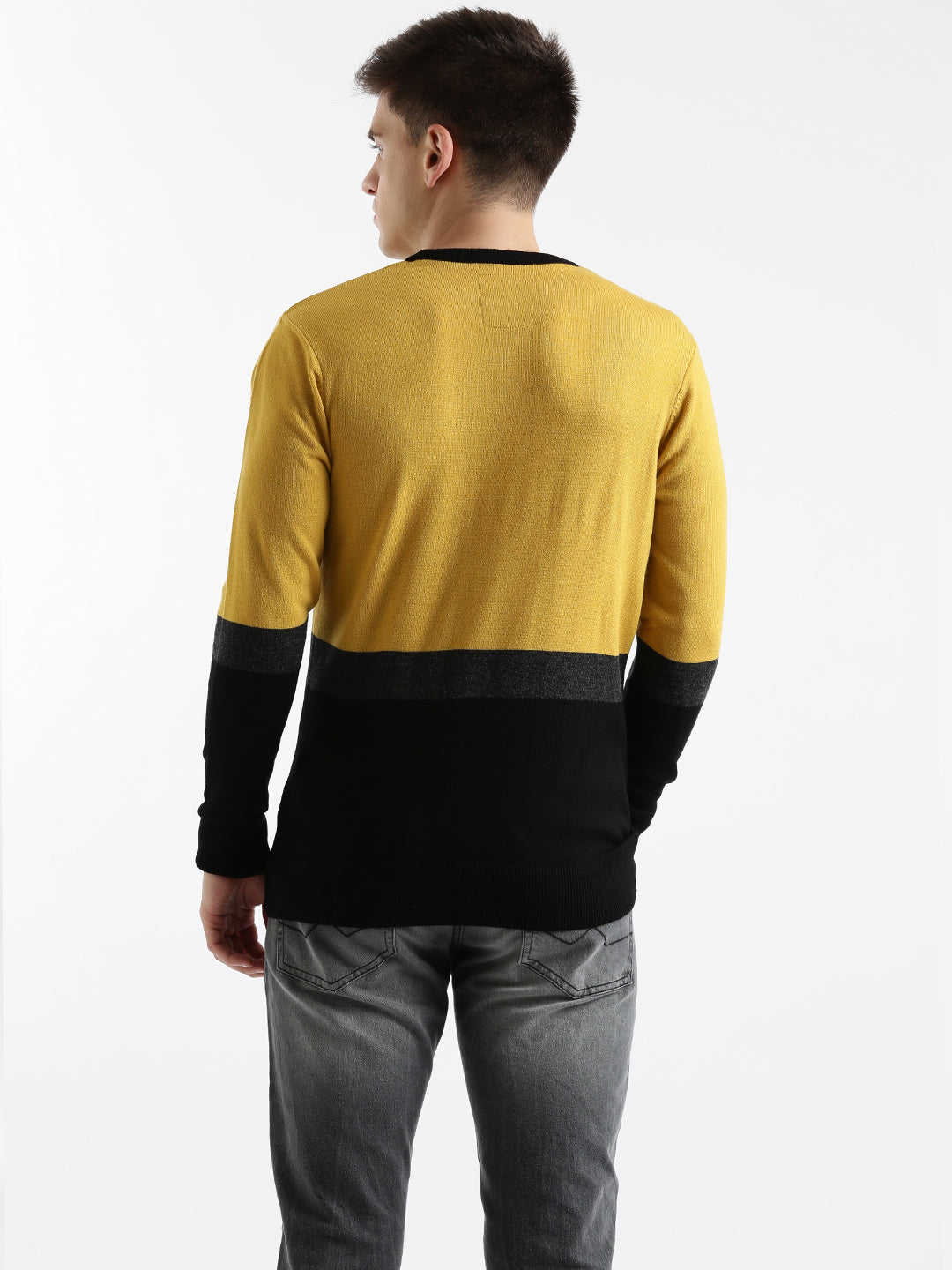 Colour-Blocked Comfort Yellow Sweater