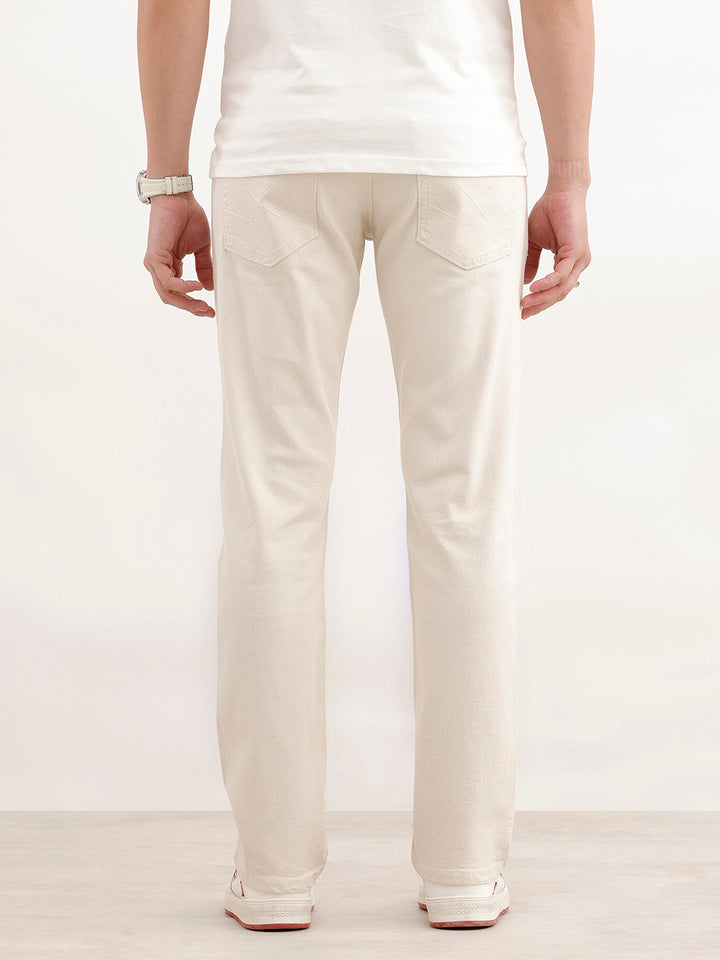 Solid Straight Fit Denim Jeans | Ecru