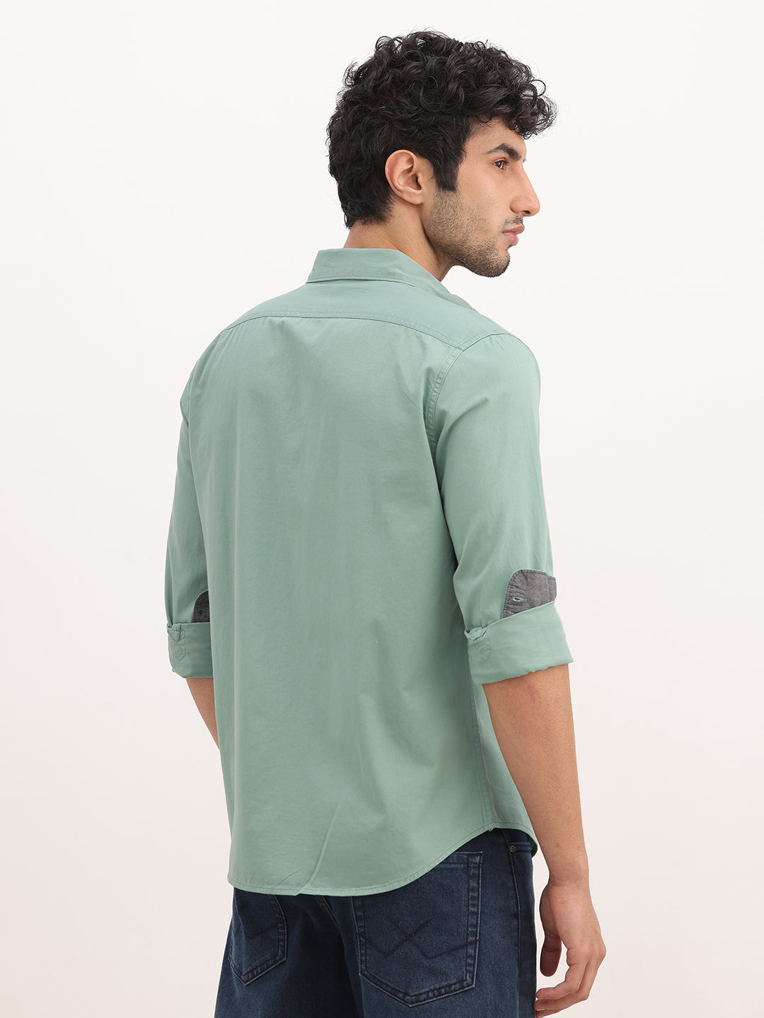 Solid Slim Fit Full Sleeve Shirt | Teal
