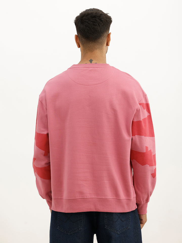 Oversized Placement Printed Sweatshirt | Red