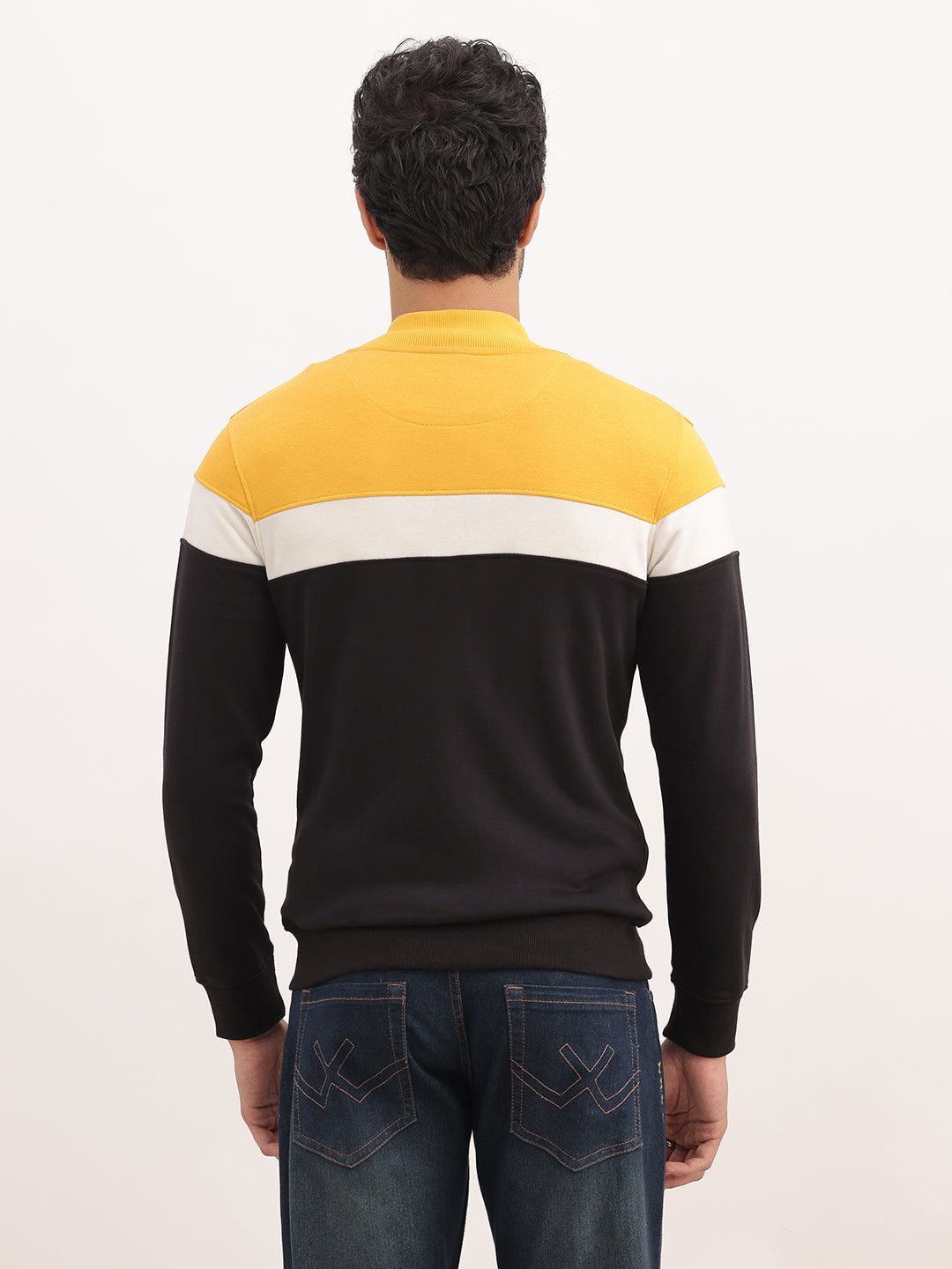 Slim Fit Colour Blocked Zipper Sweatshirt | Multicolor