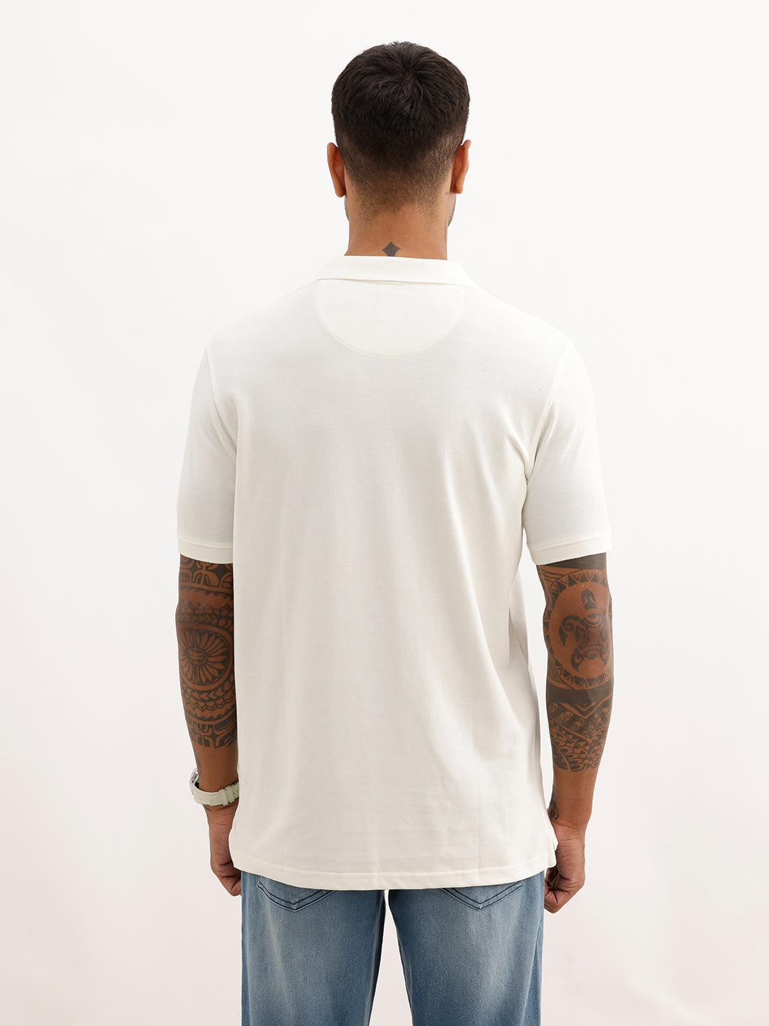 Classic Placement Printed Polo T-Shirt | Off White