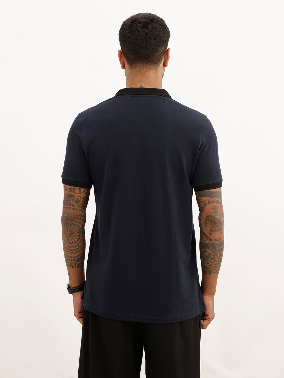 Solid Slim Fit Polo T-Shirt | Navy Blue